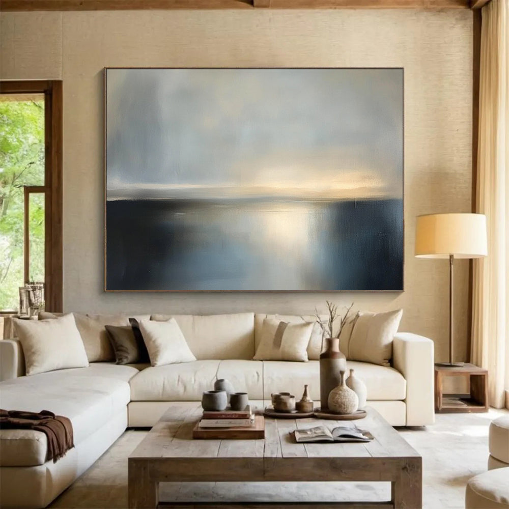 Gray Sea Horizon Art for Nautical Museum & Calm Meditation Space SC079