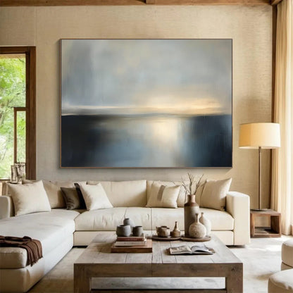 Gray Sea Horizon Art for Nautical Museum & Calm Meditation Space SC079