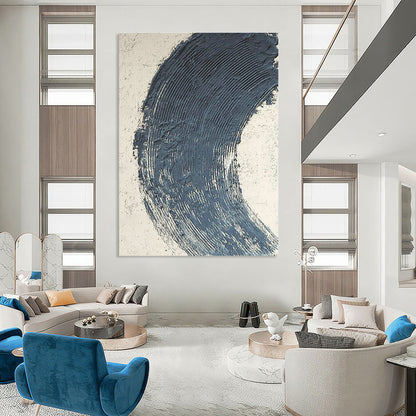 Deep Blue Arc Abstract Art for Luxury Hotel Lobby & Art - Lovers’ Study DLZ0663