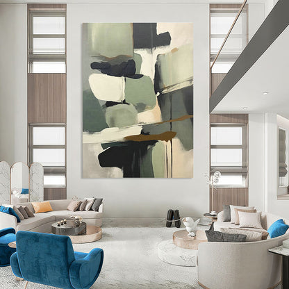 Gray - Green Geometric Abstract Art for Scandinavian - Style Home & Contemporary Art Studio DLZ1628