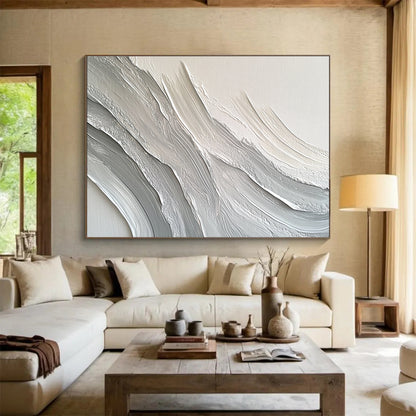 Textured Gray Waves Art for Minimalist Living Room & Contemporary Office SC451