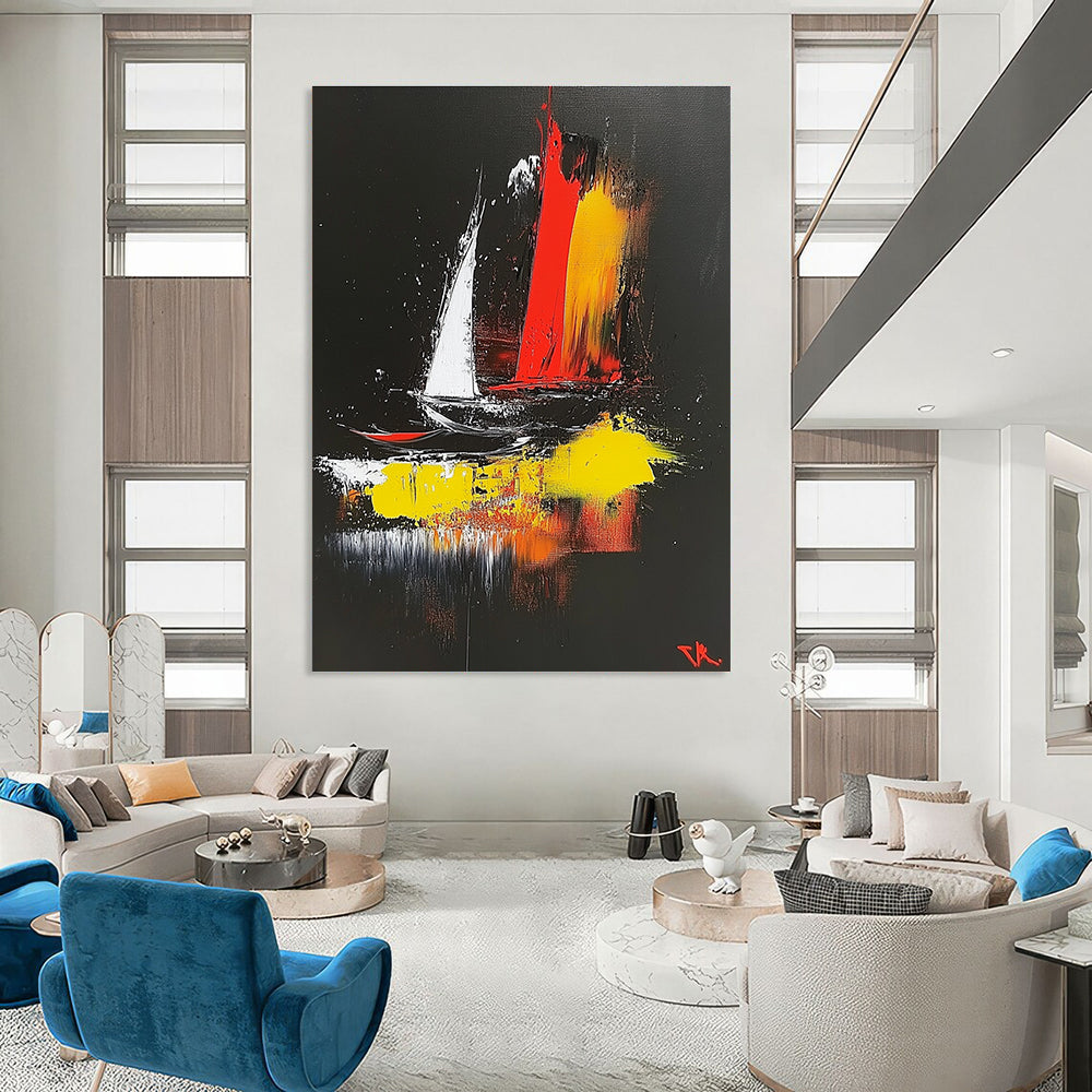 Colorful Sailboat Abstract for Nautical - Themed Restaurant & Coastal Home Living Room STSC390