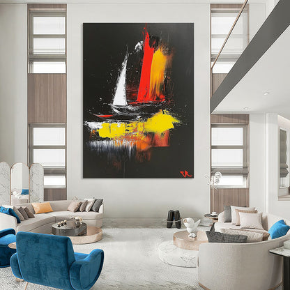 Colorful Sailboat Abstract for Nautical - Themed Restaurant & Coastal Home Living Room STSC390