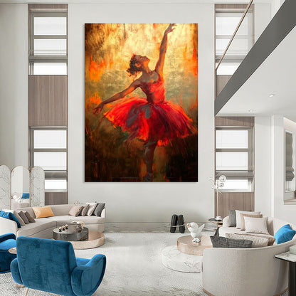 Ethereal Red Ballerina Art for Ballet School & Luxury Living Room DLZ2339