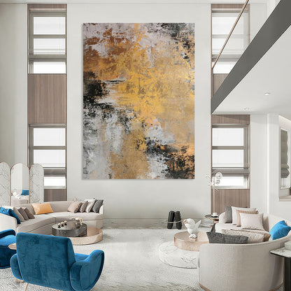 Gold - Gray Abstract Art for High - End Restaurant Private Dining Rooms DLZ0013