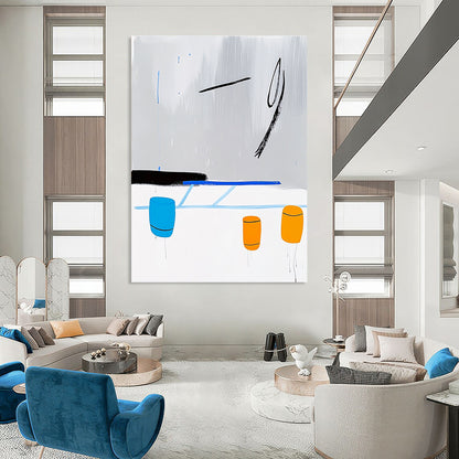 Abstract Shapes in Gray, Blue, and Orange Art for Modern Art Gallery & Creative Coworking Space STSC1347