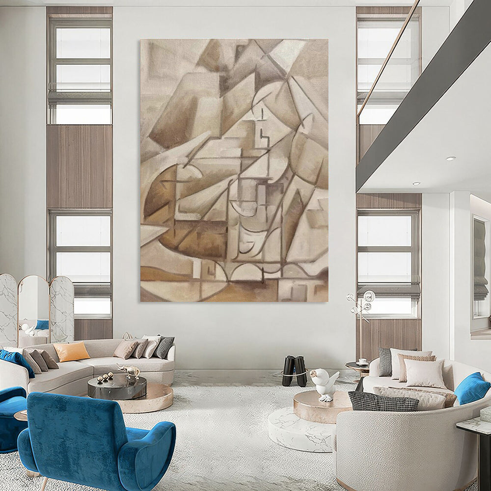 Beige Cubist Abstract Art for Art Gallery & Architect Office DLZ0608