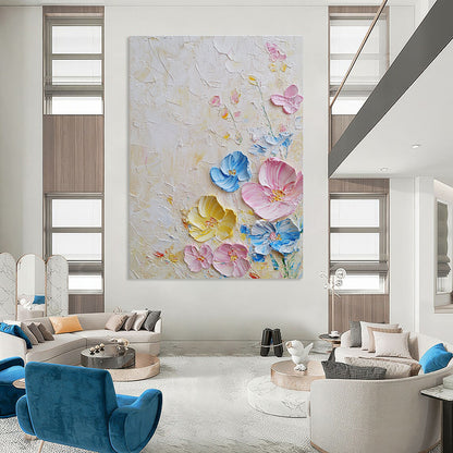 Pastel Textured Flowers Art for Shabby - Chic Nursery & Feminine - Inspired Living Room STSC1366