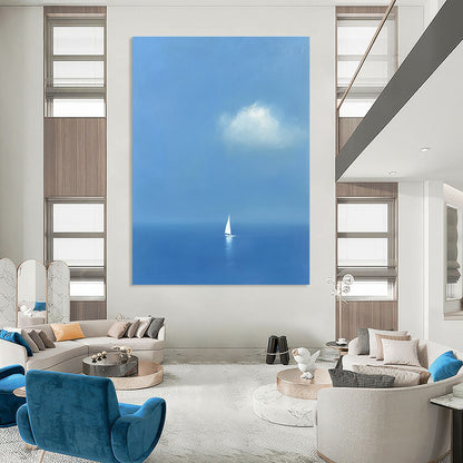 Solitary Sailboat at Sea for Minimalist Living Room & Relaxation Lounge STSC1255