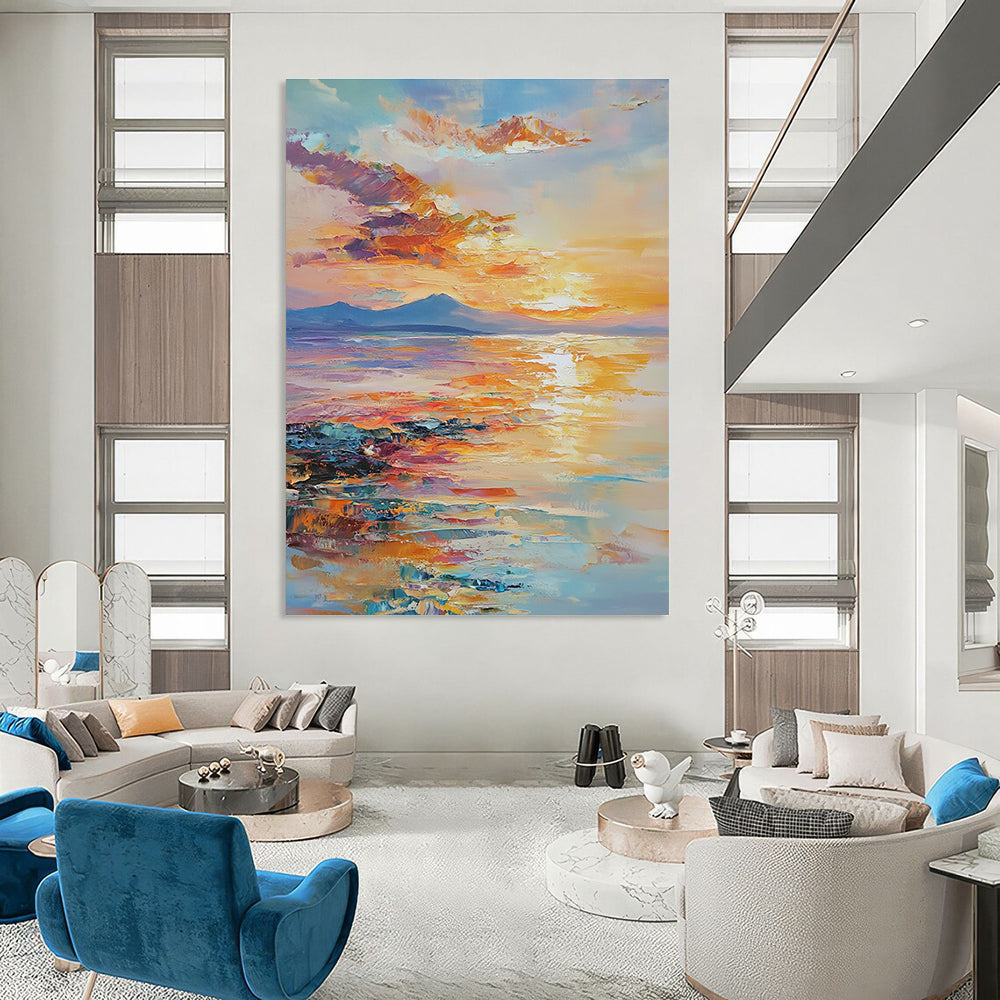 Colorful Sunset Landscape for Coastal Vacation Home & Art Gallery Exhibition STSC865