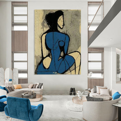 Abstract Blue Figure Art for Modern Art Gallery & Bohemian - Inspired Bedroom DLZ1424