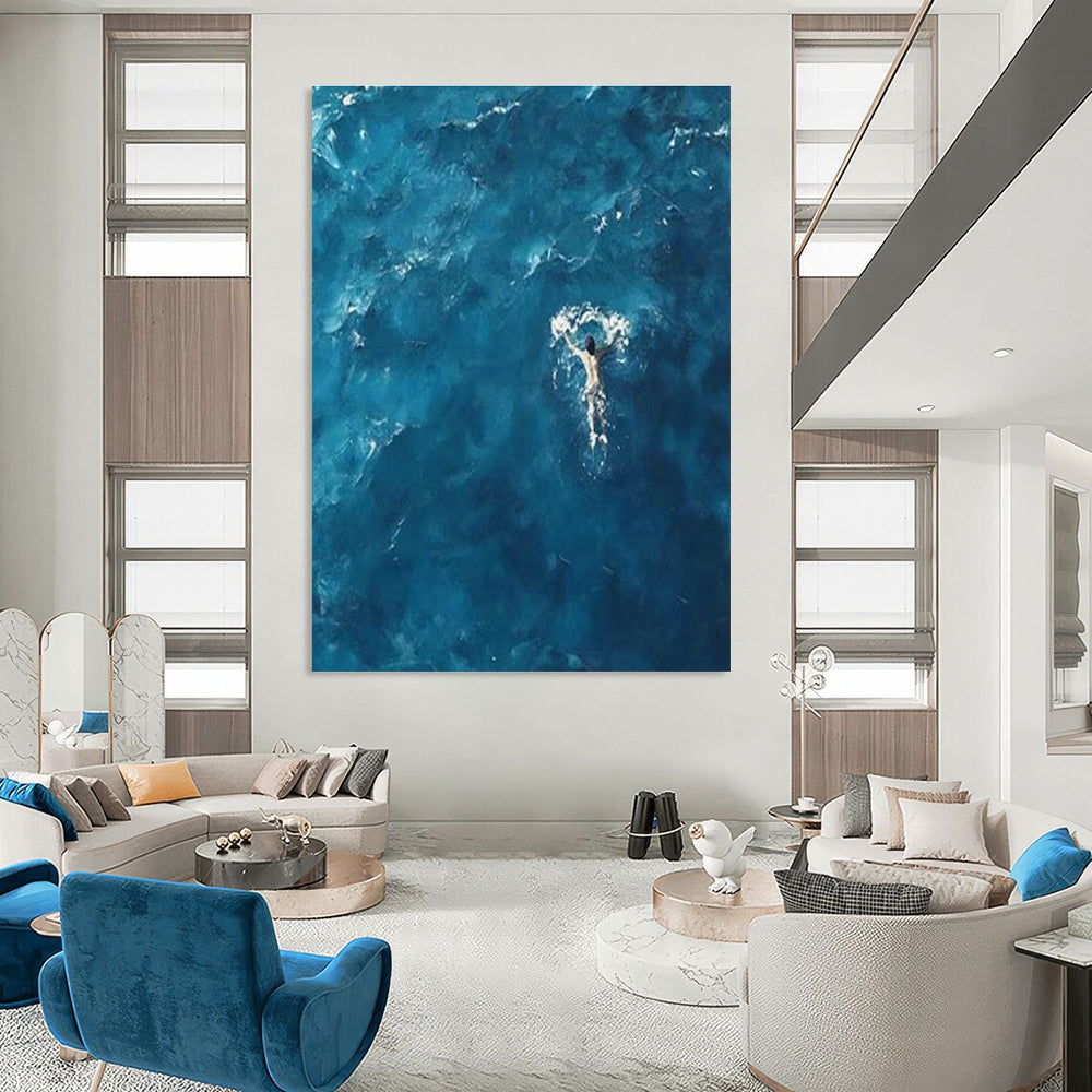 Serene Ocean Swimmer Art for Coastal Home & Meditation Space DLZ1966