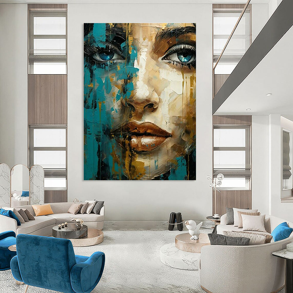 Colorful Abstract Face Art for Bohemian - Style Hair Salon & Creative Studio Loft DLZ1546