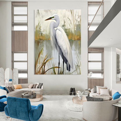 White Egret Art for Nature - Lovers’ Living Room & Lakeside Cottage DLZ1540
