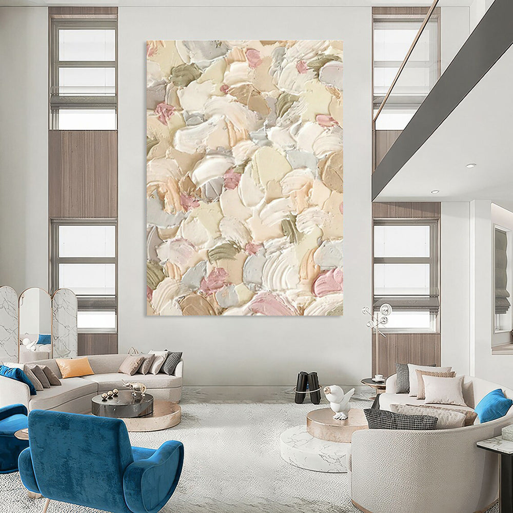 Pink - Green Floral Thick - Paint Art for Shabby - Chic Bedroom & Garden - Themed Tea Parlor DLZ0989