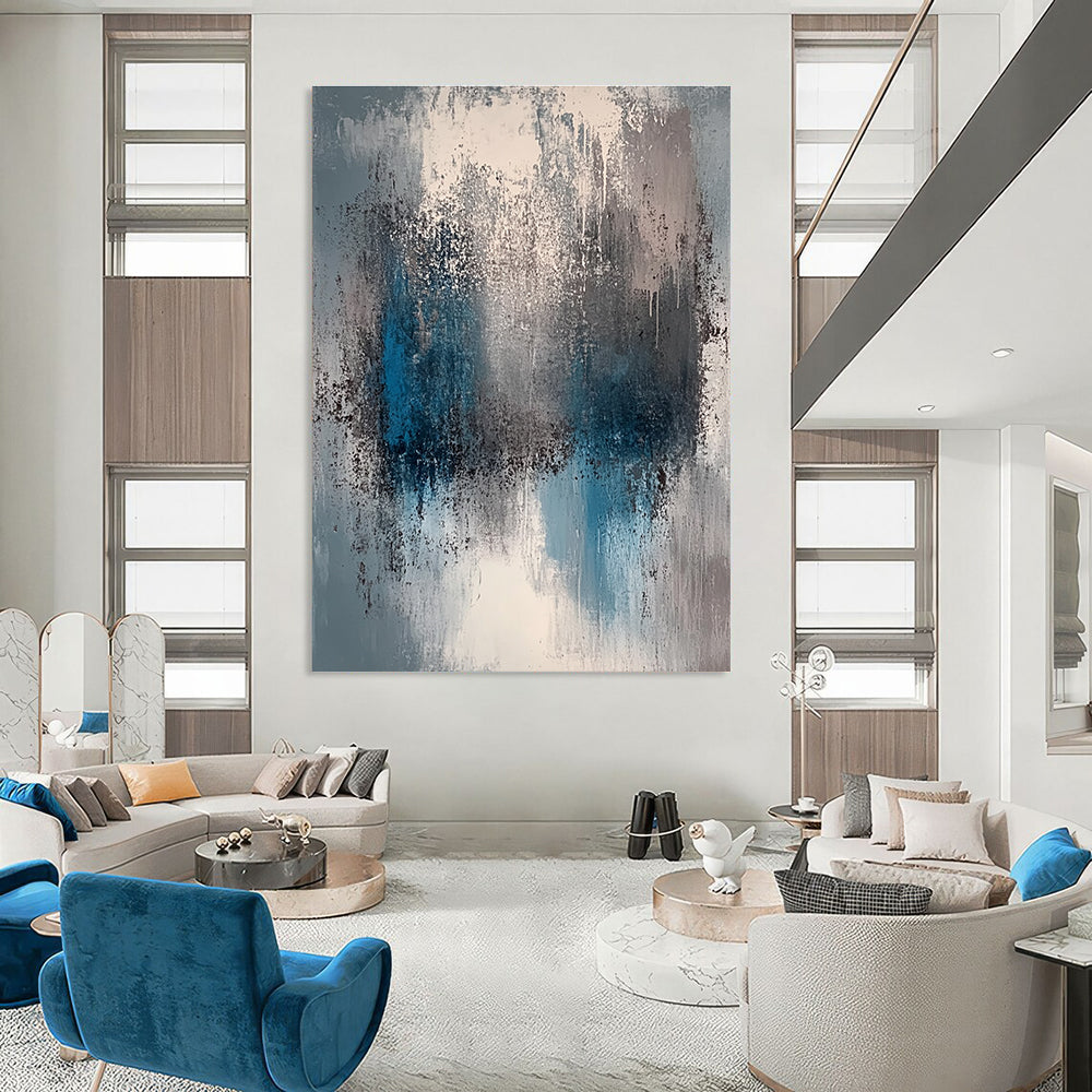 Blue and Gray Abstract for Minimalist Bedroom & Serene Meditation Room STSC577