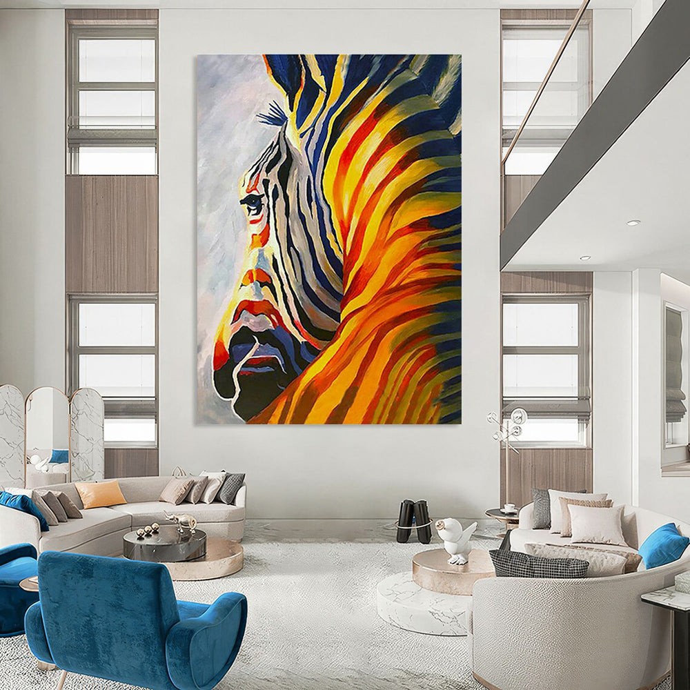 Colorful Zebra Portrait Art for Vibrant Kids' Room & Art - Eclectic Home DLZ2128