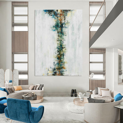 White - Blue - Green Abstract Art for Minimalist Home Entryway Walls DLZ0024