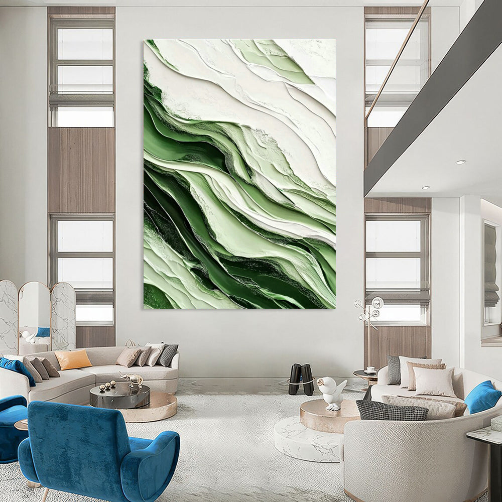 Green Textured Abstract Art for Modern Office & Zen - Inspired Home DLZ0733