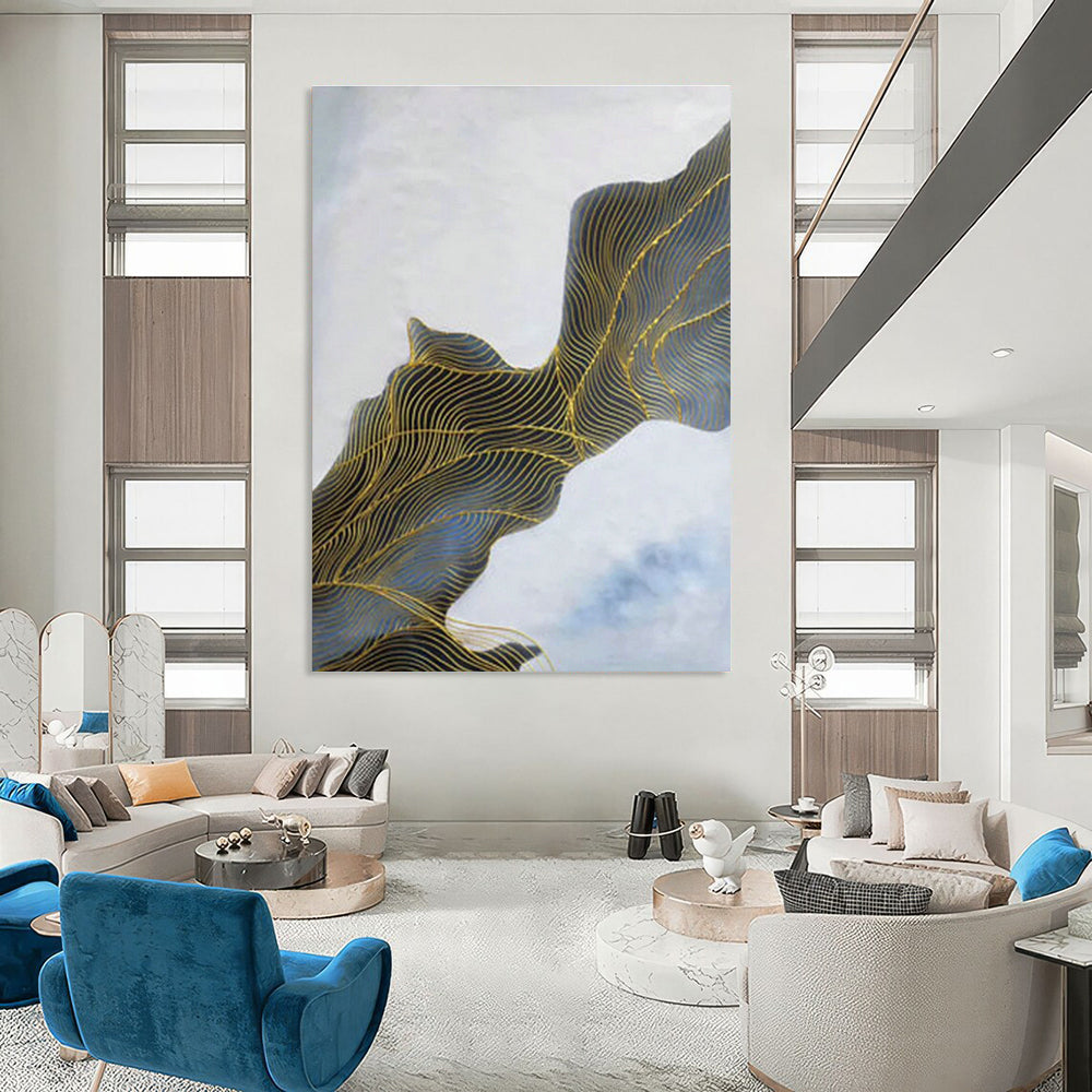 Gold - Line Landscape Abstract Art for Living Room & Hallway DLZ0547