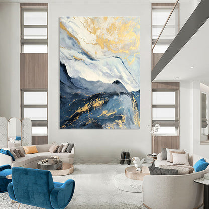 Golden - Blue Mountain Landscape for Luxury Ski Chalet & Asian - Inspired Spa DLZ0950