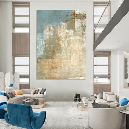 Beige - Blue Abstract for Coastal Home Living Room & Minimalist Spa Waiting Area DLZ0892