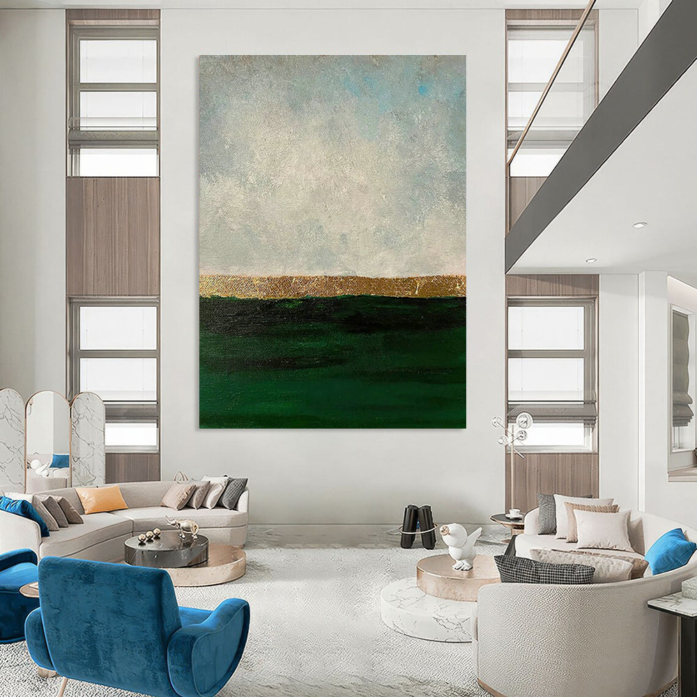 Gold - Striped Seaside Abstract Art for Coastal Home & Beachfront Café DLZ1213