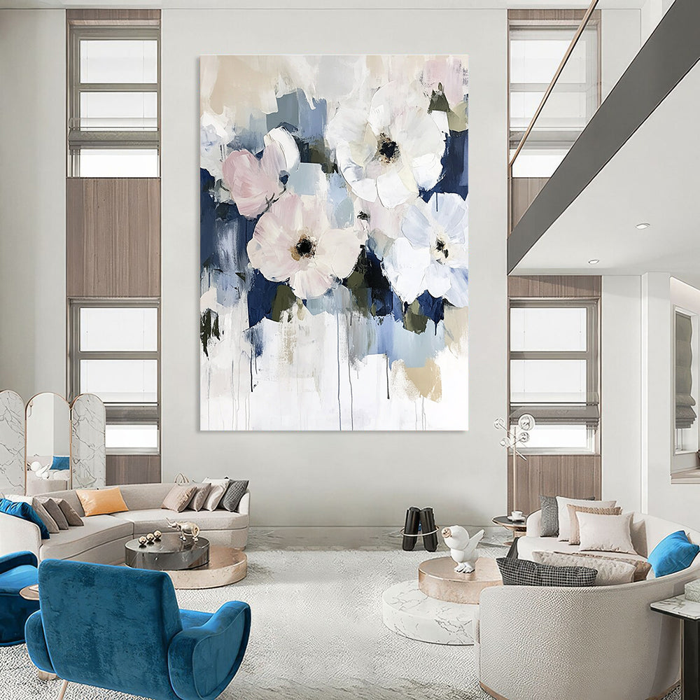 Artistic Blue - Background Flower Art for Art Gallery & Office Lounge STSC056