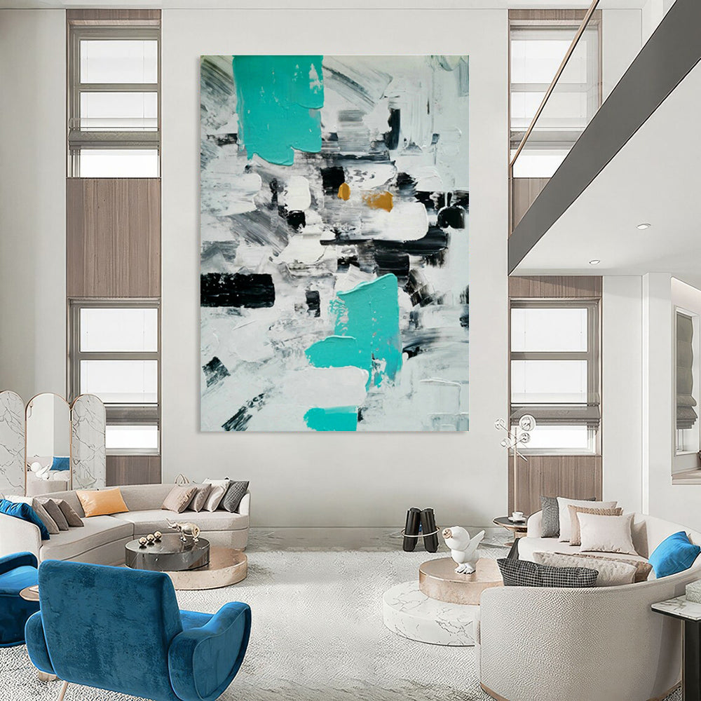 Blue - Grey Geometric Abstract Art for Minimalist Study & Industrial - Chic Loft DLZ1354