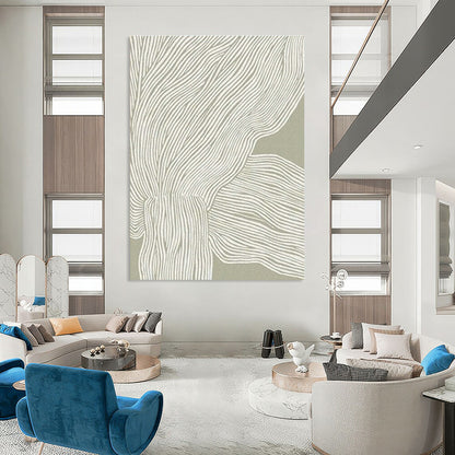 Gray - White Line Abstract Art for Minimalist Home & Contemporary Office DLZ1126