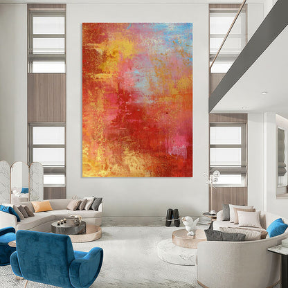 Red - Yellow Abstract Art for Contemporary Living Room Accent Walls DLZ0021