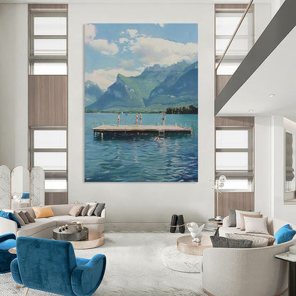 Lakeside Mountain Scene Art for Lakehouse Retreat & Nature - Lover’s Living Room DLZ1462