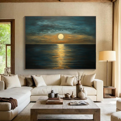 Moonlit Ocean Serenity Art for Beachfront Hotel Room & Romantic Dining Area SC413