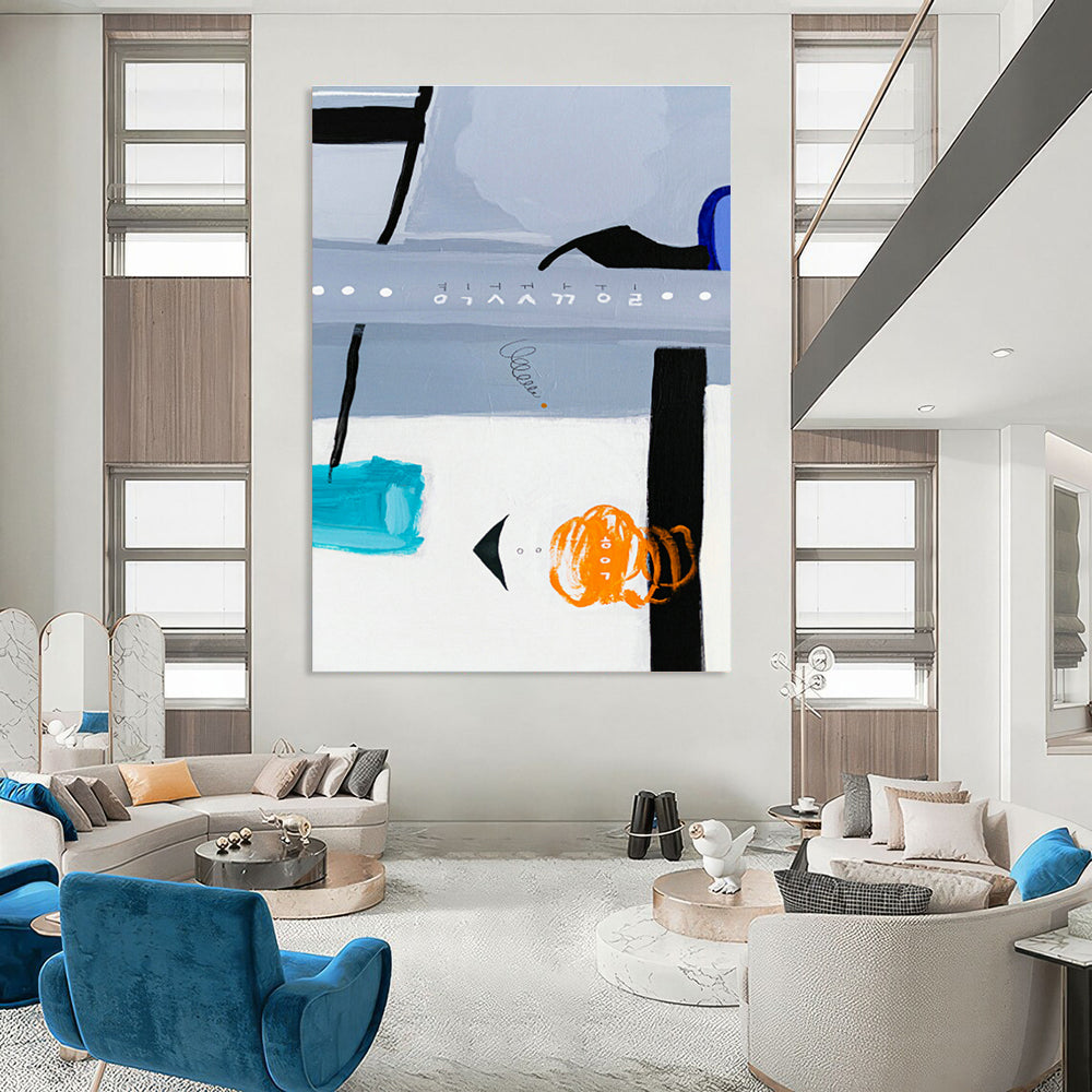 Light Blue - Gray Abstract Art for Minimalist Office & Home Library DLZ1106