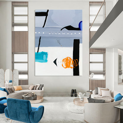 Light Blue - Gray Abstract Art for Minimalist Office & Home Library DLZ1106