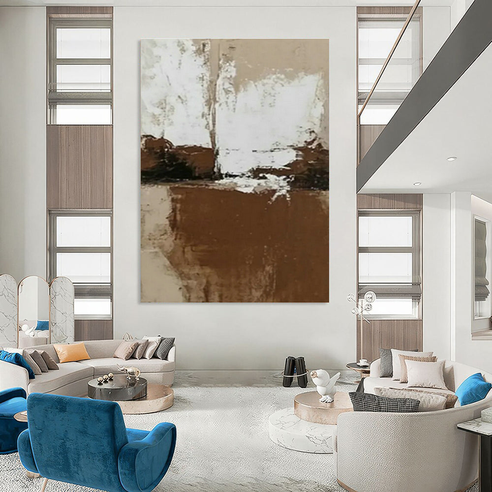Brown - White Minimalist Abstract Art for Industrial - Chic Office & Monochrome Bedroom DLZ0982