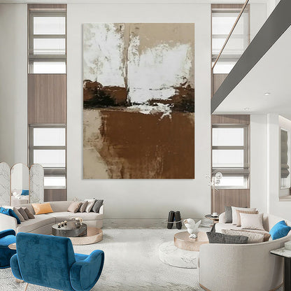 Brown - White Minimalist Abstract Art for Industrial - Chic Office & Monochrome Bedroom DLZ0982