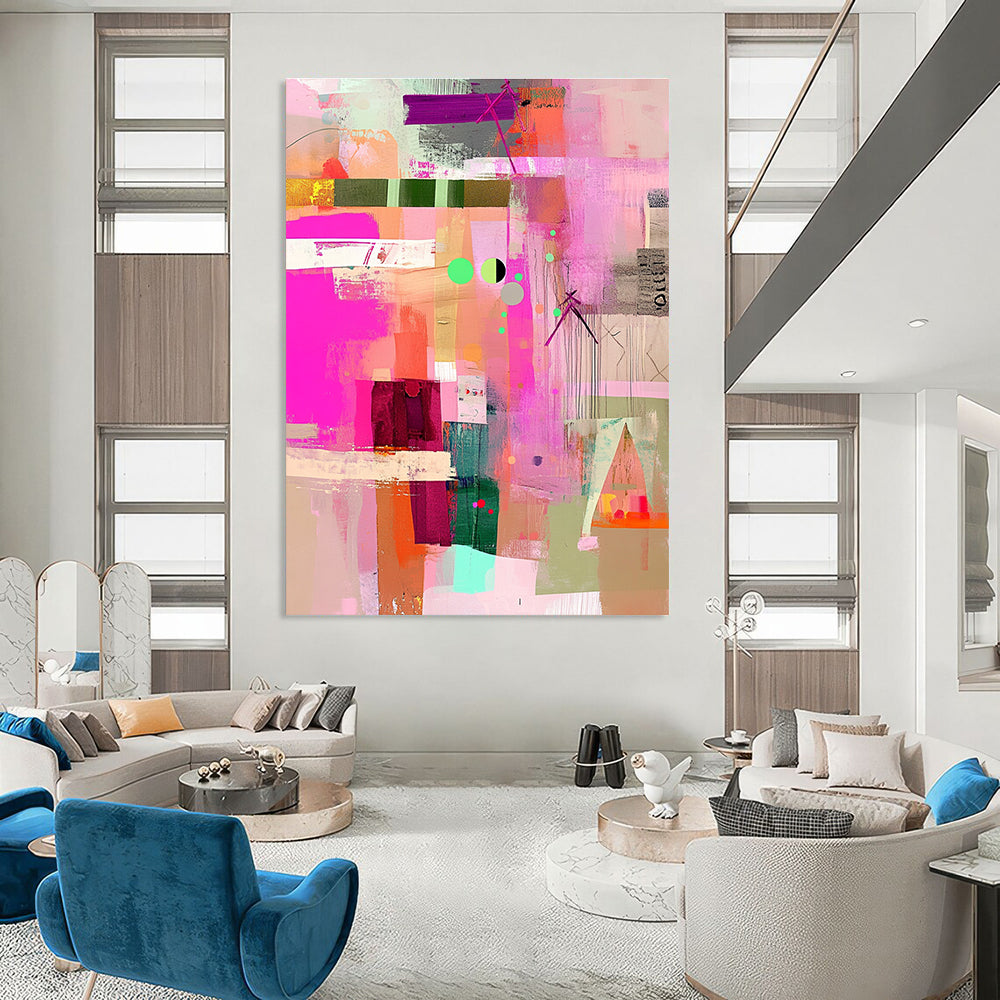 Colorful Collage Abstract for Bohemian Home & Art Studio STSC786