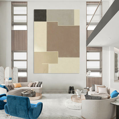 Brown - Grey Geometric Abstract Art for Living Room & Bedroom DLZ0514