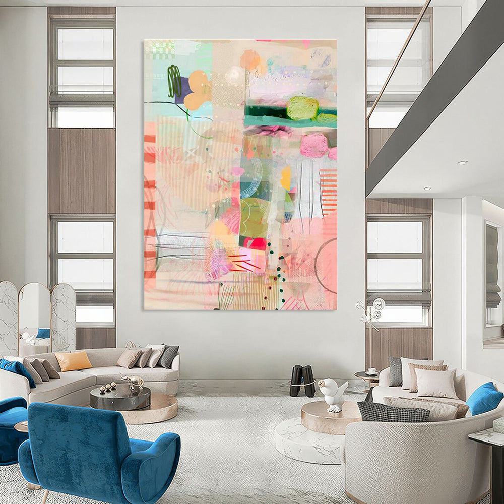 Fresh Collage Abstract Art for Modern Daycare Activity Rooms DLZ0088