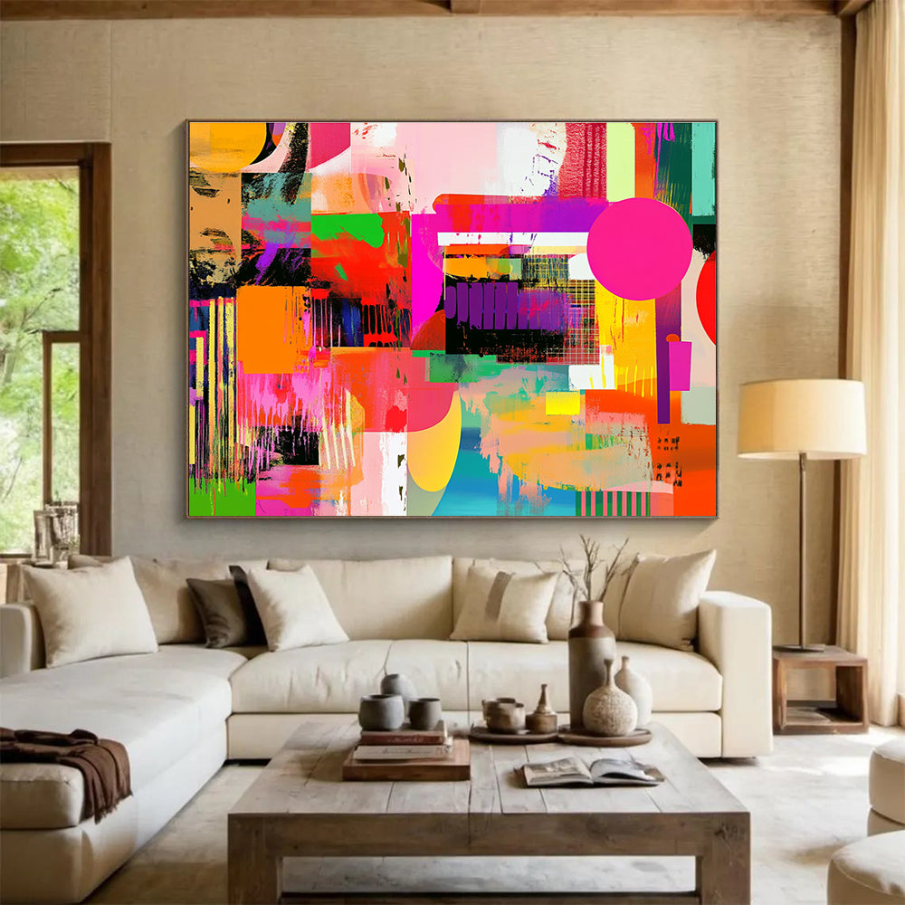 Colorful Abstract Collage Art for Art Gallery Exhibition & Bohemian - Style Café SC461