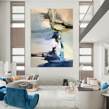 Blue - White Abstract Painting for Coastal Home Office & Seaside Yoga Studio DLZ1294