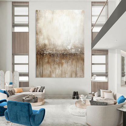 Beige - Brown Textured Divide Art for Rustic - Style Home Office & Art Gallery Tea Area STSC137
