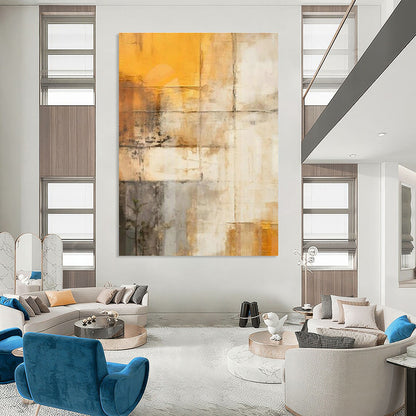 Repeated Yellow - Gray Abstract Art for Modern Coworking Space & Art Gallery Pop - up DLZ1955