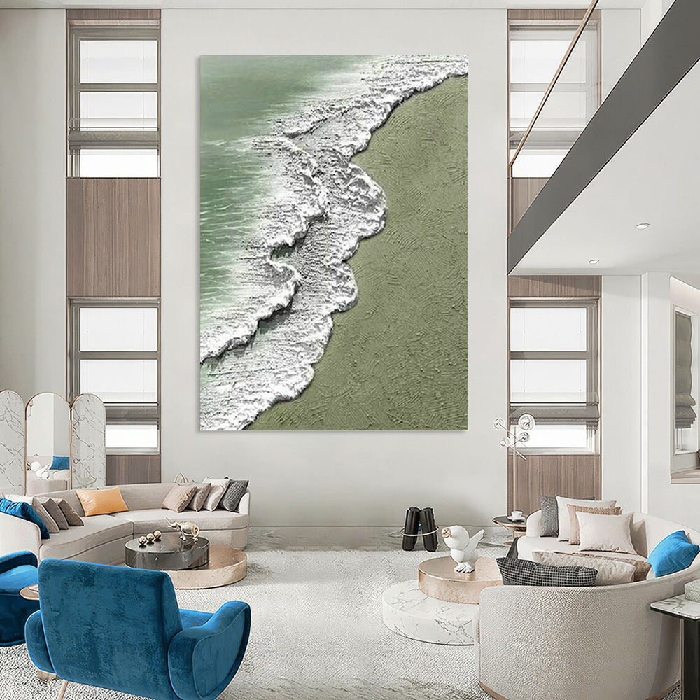 Textured Beach Wave Art for Beach House Living Room & Coastal Café DLZ1484