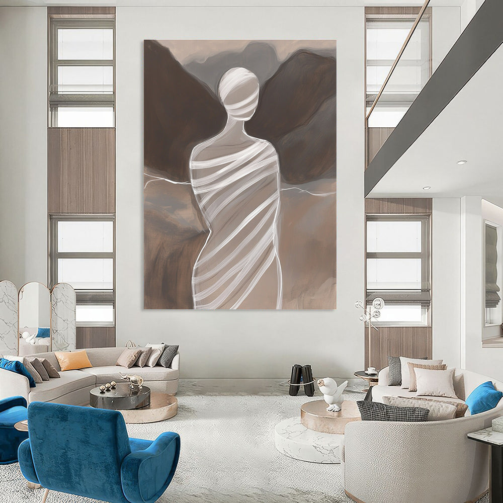 Abstract Figure in White Wraps for Minimalist Home Office & Art Gallery STSC1268