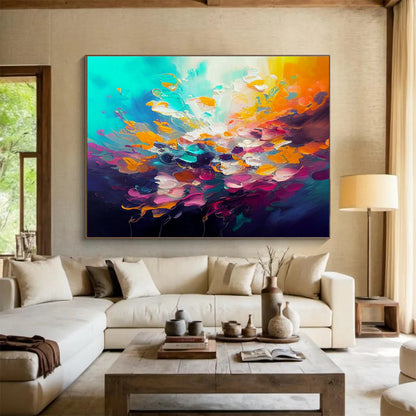 Vibrant Floral Abstract Art for Cheerful Bedroom DLZ2730