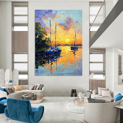 Sunset Sailboats  Art for Yacht Club Lounge & Relaxing Beach House STSC1394