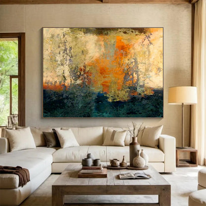 Orange - Yellow Hazy Abstract Art for Warm Living Area DLZ2762