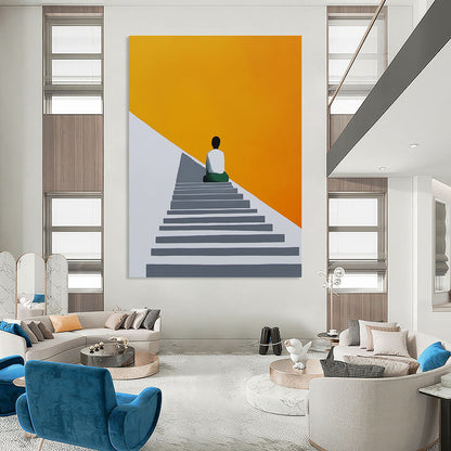 Meditating Figure on Stairs for Wellness Center & Modern 禅意 Study STSC1155